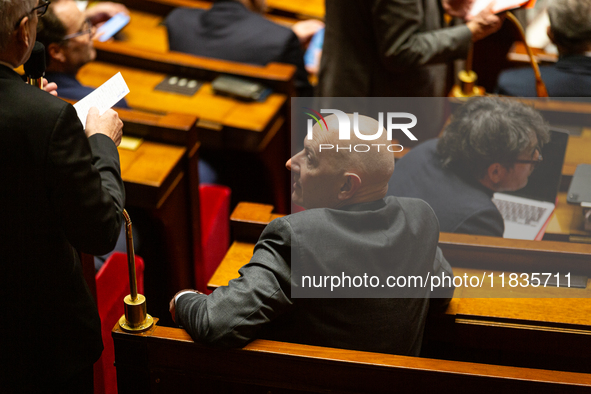 Roland Lescure, deputy of the Ensemble pour la Republique group, is seen during the session of examination of the report of the 2024 end-of-...