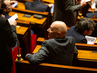 Roland Lescure, deputy of the Ensemble pour la Republique group, is seen during the session of examination of the report of the 2024 end-of-...