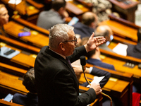 Jean-Rene Cazeneuve, deputy of the Ensemble pour la Republique group, speaks during the session of examination of the report of the 2024 end...