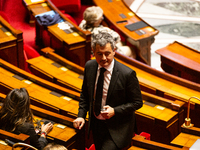 Gerald Darmanin, deputy of the Ensemble pour la Republique group, is seen during the session of examination of the report of the 2024 end-of...