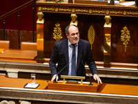 Emmanuel Maurel, deputy of the Gauche Democrate et Republicaine group, speaks during the session of examination of the report of the 2024 en...