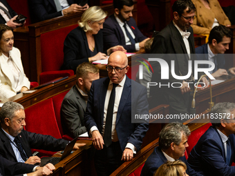 Eric Ciotti, President of the UDR group, is seen during the session examining the report of the 2024 end-of-year finance bill at the Nationa...