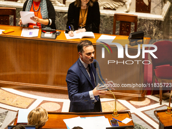 Laurent Saint-Martin, Minister attached to the Prime Minister, responsible for the Budget and Public Accounts, speaks during the session of...