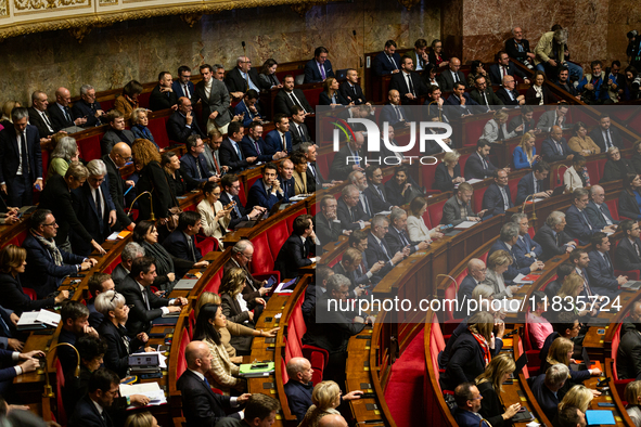 A general view of the hemicycle of the National Assembly during the session for examining the report of the 2024 end-of-year finance bill ta...