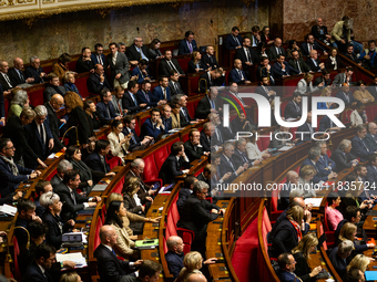 A general view of the hemicycle of the National Assembly during the session for examining the report of the 2024 end-of-year finance bill ta...