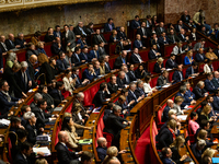 A general view of the hemicycle of the National Assembly during the session for examining the report of the 2024 end-of-year finance bill ta...