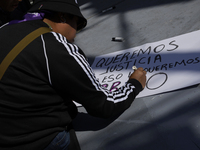 Feminist collectives outside the Reclusorio Oriente in Mexico City, Mexico, on December 4, 2024, accompany victims of sexual and digital vio...