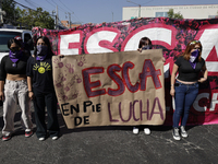 Feminist collectives outside the Reclusorio Oriente in Mexico City, Mexico, on December 4, 2024, accompany victims of sexual and digital vio...