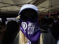 Feminist collectives outside the Reclusorio Oriente in Mexico City, Mexico, on December 4, 2024, accompany victims of sexual and digital vio...