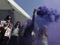 Victims of sexual and digital violence with artificial intelligence demonstrate outside the Reclusorio Oriente in Mexico City, Mexico, on De...