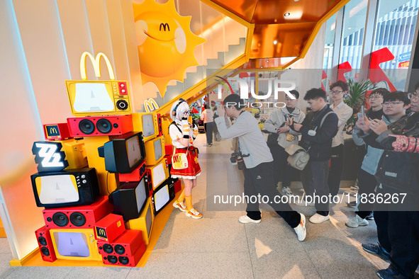 A view of the products from the collaboration between the game Zenless Zone Zero and McDonald's in Shanghai, China, on December 5, 2024. 