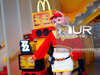 Products from the collaboration between the game Zenless Zone Zero and McDonald's parade through the streets in Shanghai, China, on December...