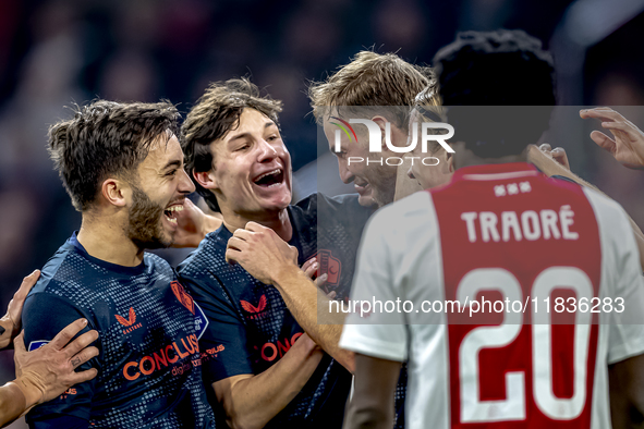 FC Utrecht forward David Min celebrates the goal during the match between Ajax and Utrecht at the Johan Cruijff ArenA for the Dutch Eredivis...