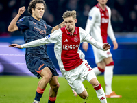 FC Utrecht forward Miguel Rodriguez and AFC Ajax Amsterdam midfielder Kenneth Taylor participate in the match between Ajax and Utrecht at th...