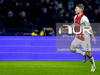 AFC Ajax Amsterdam defender Anton Gaaei scores to make it 1-1 and celebrates the goal during the match between Ajax and Utrecht at the Johan...