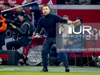 AFC Ajax Amsterdam trainer Francesco Farioli is present during the match between Ajax and Utrecht at the Johan Cruijff ArenA for the Dutch E...