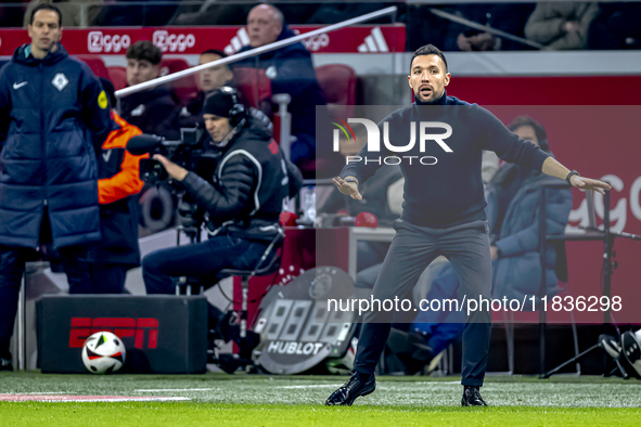 AFC Ajax Amsterdam trainer Francesco Farioli is present during the match between Ajax and Utrecht at the Johan Cruijff ArenA for the Dutch E...