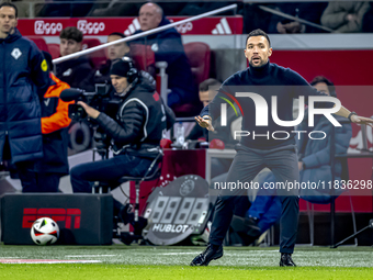 AFC Ajax Amsterdam trainer Francesco Farioli is present during the match between Ajax and Utrecht at the Johan Cruijff ArenA for the Dutch E...