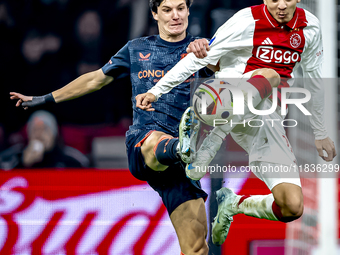 FC Utrecht midfielder Paxten Aaronson and AFC Ajax Amsterdam midfielder Kian Fitz-Jim play during the match between Ajax and Utrecht at the...