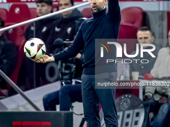 AFC Ajax Amsterdam trainer Francesco Farioli is present during the match between Ajax and Utrecht at the Johan Cruijff ArenA for the Dutch E...