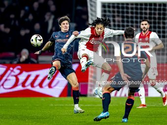 FC Utrecht midfielder Paxten Aaronson and AFC Ajax Amsterdam midfielder Kian Fitz-Jim play during the match between Ajax and Utrecht at the...