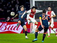 FC Utrecht midfielder Paxten Aaronson and AFC Ajax Amsterdam midfielder Kian Fitz-Jim play during the match between Ajax and Utrecht at the...