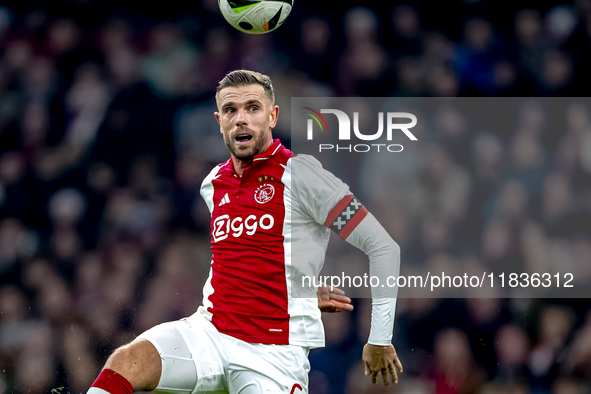 AFC Ajax Amsterdam midfielder Jordan Henderson participates in the match between Ajax and Utrecht at the Johan Cruijff ArenA for the Dutch E...