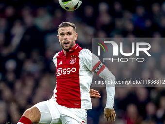 AFC Ajax Amsterdam midfielder Jordan Henderson participates in the match between Ajax and Utrecht at the Johan Cruijff ArenA for the Dutch E...