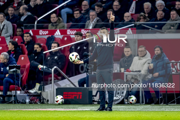 AFC Ajax Amsterdam trainer Francesco Farioli is present during the match between Ajax and Utrecht at the Johan Cruijff ArenA for the Dutch E...