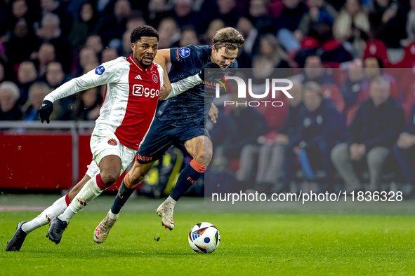 AFC Ajax Amsterdam forward Chuba Akpom plays during the match between Ajax and Utrecht at the Johan Cruijff ArenA for the Dutch Eredivisie s...