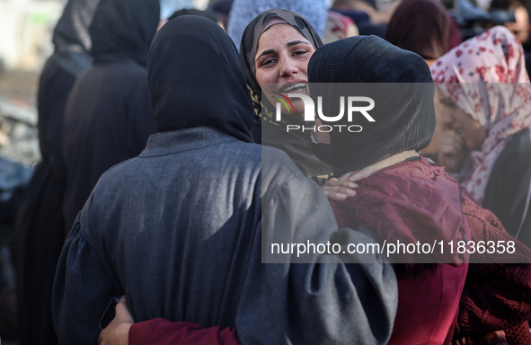 People mourn Palestinians killed in an Israeli strike at Nasser Hospital in Khan Younis in the southern Gaza Strip on December 5, 2024. 