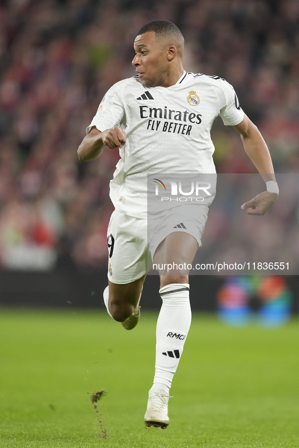 Kylian Mbappe centre-forward of Real Madrid and France during the La Liga match between Athletic Club and Real Madrid CF at Estadio de San M...