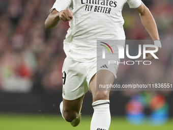 Kylian Mbappe centre-forward of Real Madrid and France during the La Liga match between Athletic Club and Real Madrid CF at Estadio de San M...