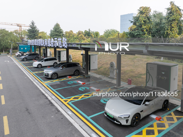 The ''Light storage, charge and discharge'' smart energy complex, jointly built by State Grid Nanjing Electric Vehicle Company and Nanjing Z...