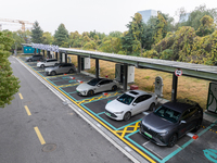 The ''Light storage, charge and discharge'' smart energy complex, jointly built by State Grid Nanjing Electric Vehicle Company and Nanjing Z...