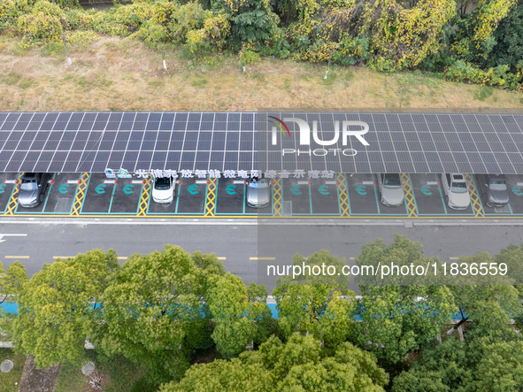 The ''Light storage, charge and discharge'' smart energy complex, jointly built by State Grid Nanjing Electric Vehicle Company and Nanjing Z...