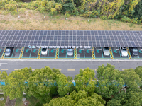 The ''Light storage, charge and discharge'' smart energy complex, jointly built by State Grid Nanjing Electric Vehicle Company and Nanjing Z...