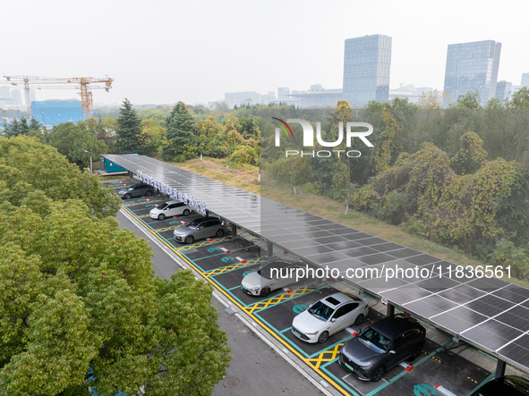 The ''Light storage, charge and discharge'' smart energy complex, jointly built by State Grid Nanjing Electric Vehicle Company and Nanjing Z...