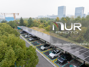 The ''Light storage, charge and discharge'' smart energy complex, jointly built by State Grid Nanjing Electric Vehicle Company and Nanjing Z...