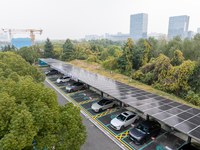 The ''Light storage, charge and discharge'' smart energy complex, jointly built by State Grid Nanjing Electric Vehicle Company and Nanjing Z...