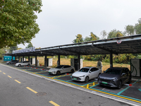 The ''Light storage, charge and discharge'' smart energy complex, jointly built by State Grid Nanjing Electric Vehicle Company and Nanjing Z...