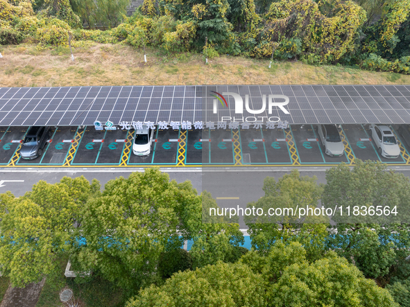 The ''Light storage, charge and discharge'' smart energy complex, jointly built by State Grid Nanjing Electric Vehicle Company and Nanjing Z...