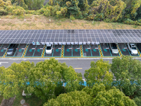 The ''Light storage, charge and discharge'' smart energy complex, jointly built by State Grid Nanjing Electric Vehicle Company and Nanjing Z...