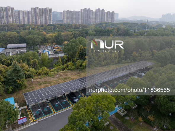 The ''Light storage, charge and discharge'' smart energy complex, jointly built by State Grid Nanjing Electric Vehicle Company and Nanjing Z...