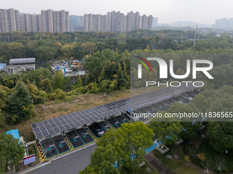 The ''Light storage, charge and discharge'' smart energy complex, jointly built by State Grid Nanjing Electric Vehicle Company and Nanjing Z...