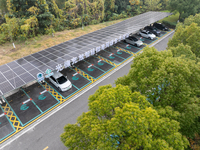 The ''Light storage, charge and discharge'' smart energy complex, jointly built by State Grid Nanjing Electric Vehicle Company and Nanjing Z...