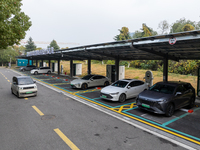 The ''Light storage, charge and discharge'' smart energy complex, jointly built by State Grid Nanjing Electric Vehicle Company and Nanjing Z...