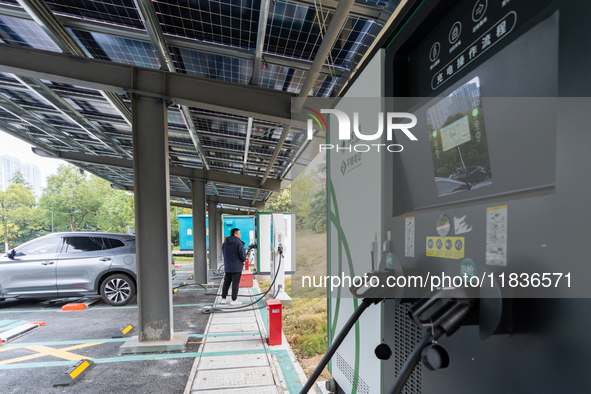 The ''Light storage, charge and discharge'' smart energy complex, jointly built by State Grid Nanjing Electric Vehicle Company and Nanjing Z...