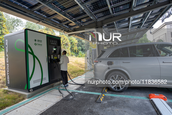 The ''Light storage, charge and discharge'' smart energy complex, jointly built by State Grid Nanjing Electric Vehicle Company and Nanjing Z...