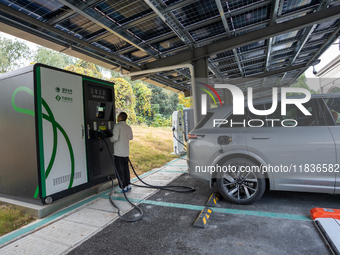 The ''Light storage, charge and discharge'' smart energy complex, jointly built by State Grid Nanjing Electric Vehicle Company and Nanjing Z...